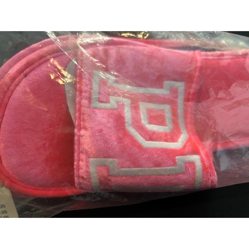 NWT Victorias Secret PINK Slippers Large L Velvet Pink Slide Logo Sleepwear New